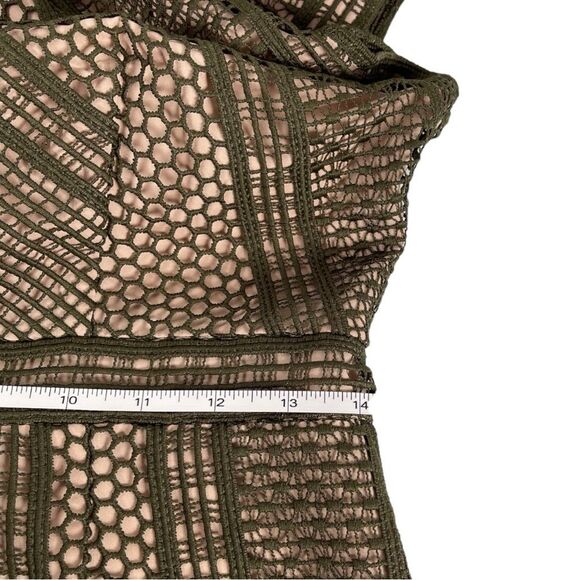 Marie Oliver Hunter Green Lace Sleeveless Flounce Mini Cocktail Dress Size 6 - Picture 7 of 8